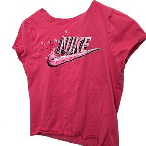 Nike T-Shirt Girls XL Pink Swoosh Short Sleeve Active Top Logo